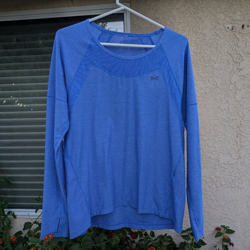 Under Armour long-sleeved blue Women's workout top Sz L